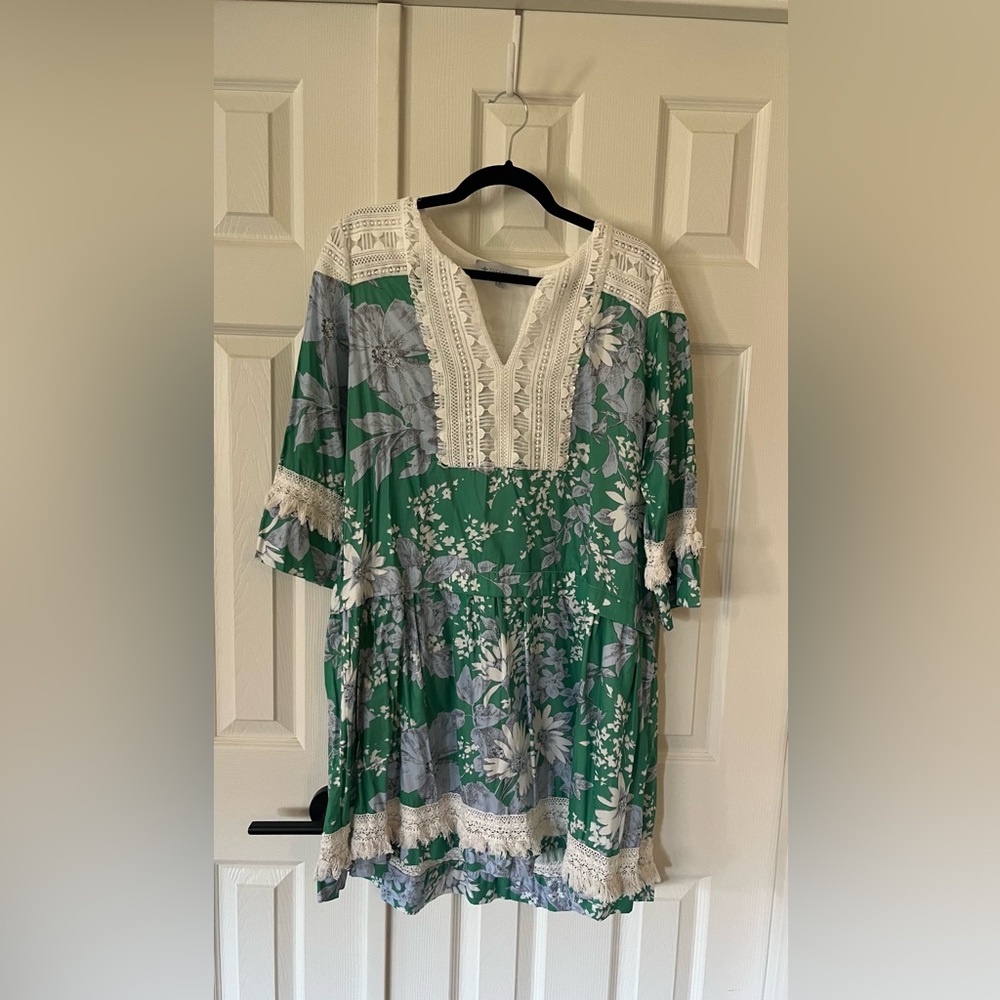 Tuckernuck Green and White Floral Dress